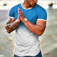 thumbnail image 2 of ZMHEGW Mens Spring Summer Casual Sports Colorblock Gradient Round Neck Pullover Short Sleeve T Shirt, 2 of 5
