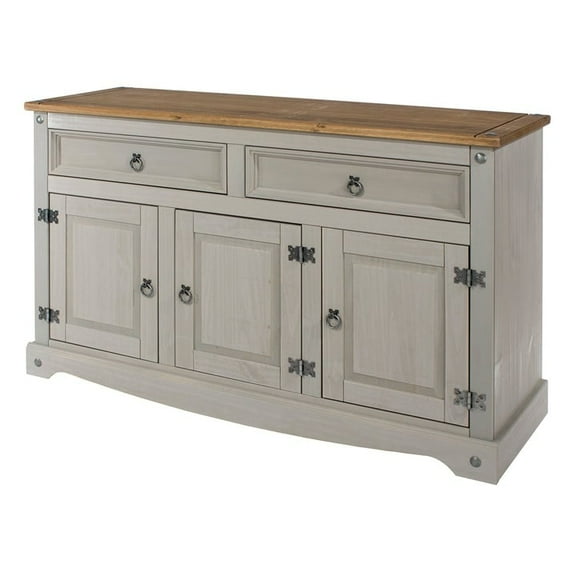 Bridge Brazil Wood Buffet Sideboard Corona Collection | Furniture Dash Gray wash stain, tops in antique brown color. Stained