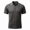 thumbnail image 5 of Men'S Textured Knit Half Zip Collared Short Sleeve Polo Shirt Retro Casual Tops For Summer Daily Wear And Golf Sports,Dark Gray,L, 5 of 6