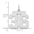 thumbnail image 5 of Auriga 925 Sterling Silver/Rhodium-plated Satin Number 36 Charm for Women (L-22mm, W-18mm), 5 of 6
