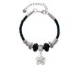 thumbnail image 2 of Delight Jewelry Silvertone White Plumeria Flower Mom Celtic Knot Leather Bead Bracelet, 7"+2" Extender, 2 of 4