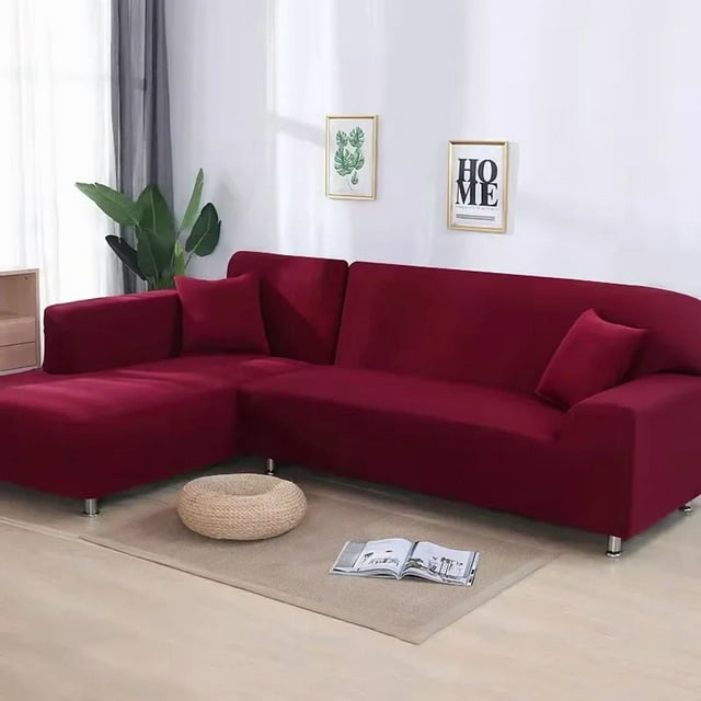 Elastic Solid Color Sofa Cover L Shaped Corner Couch Slipcover 1 2 3 4 Seater Chair Protector for Living Room