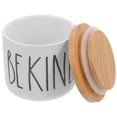 thumbnail image 4 of White Ceramic Canister with Wooden Lid Kitchen Storage Jar for Spice Coffee Tea Candy 12.5 oz, 4 of 5