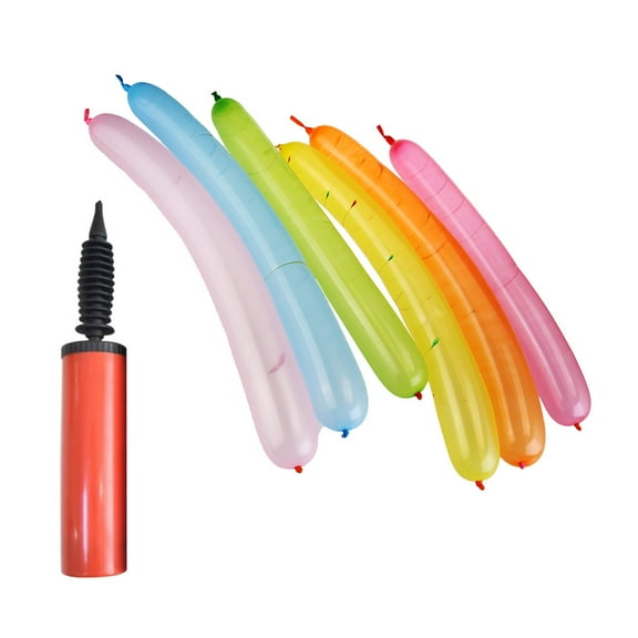 100Pcs Balloons with Pump for Party Favor Supplies Long Balloon Random Color and Style