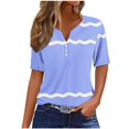 thumbnail image 2 of Fiudx Camisas para Mujer Blusa de Manga Corta Estampada a La Moda para Mujer, Blusas Informales con Cuello Redondo, 2 of 5