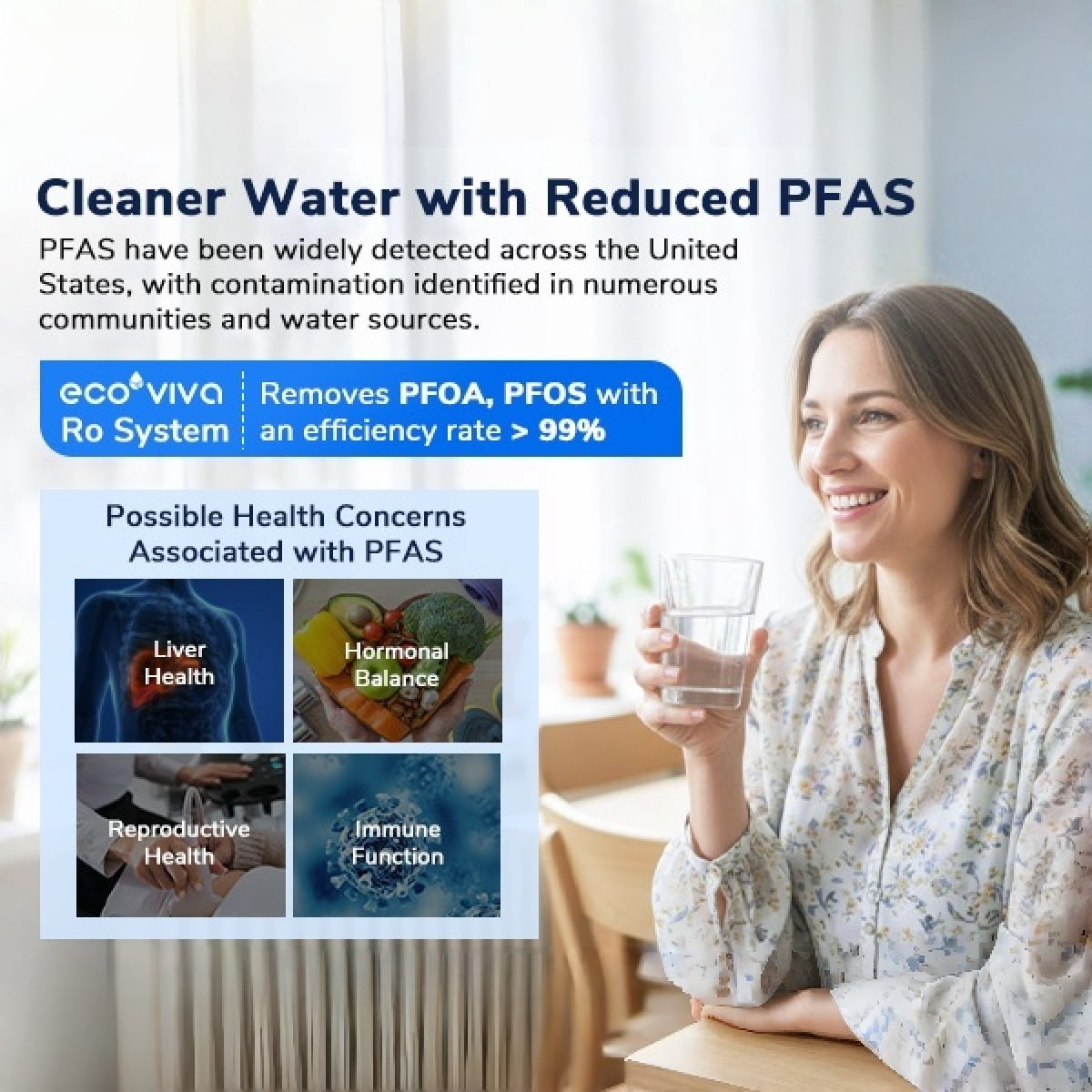 Ecoviva 800GPD Tankless Alkaline Reverse Osmosis System 9-Stage Under-Sink Filter System