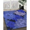 thumbnail image 3 of Ahgly Company Machine Washable Indoor Square Transitional Sapphire Blue Area Rugs, 7' Square, 3 of 7