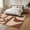 thumbnail image 3 of ODIKA 6'x9' Washable Area Rug Brown Beige Abstract Geometric Design Elegant Interplay with Minimalist Aesthetic for Dining Room, Under Table, Office Décor, Non-Slip Chair-Friendly, 3 of 7