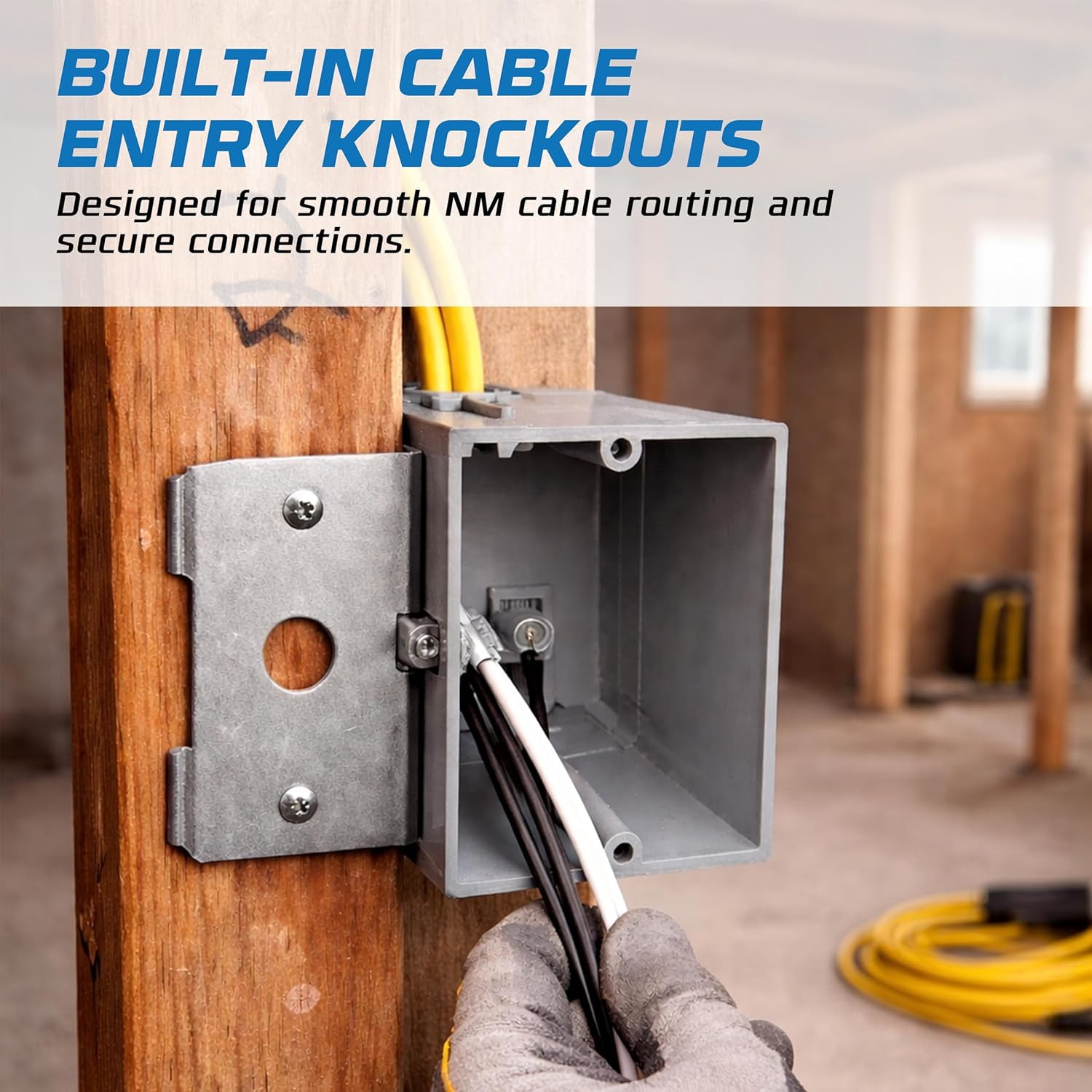OHLECTRIC 1-Gang Old Work Electrical Outlet Box (10-Pack), 21 Cu in PVC Junction Enclosure, Mounting Tabs, GFCI/Duplex Compatible, ETL Listed