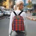 thumbnail image 7 of FORMRS Mini Backpack Purse for Women Quilted Travel Daypack Casual Shoulder Bag, Red and Blue Pattern, 7 of 7