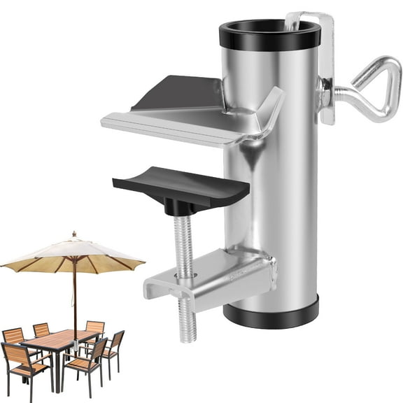 Patio Umbrella Holder Stainless Steel Parasol Clamp Portable Balcony Railing Umbrella Stand Clip Durable Deck Umbrella Fixed Clip Umbrella Stand Mount Bracket for Indoor Outdoor