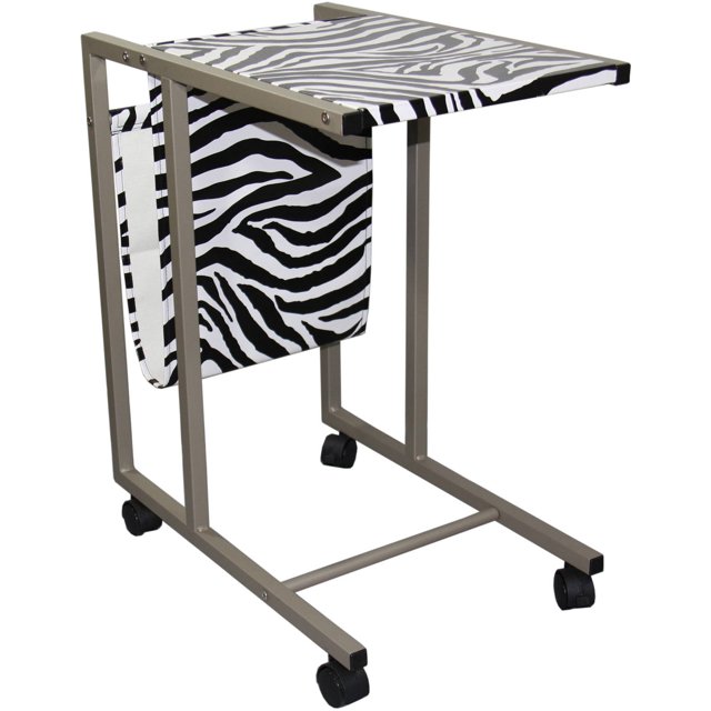 24.25" Tall Portable Metal Laptop Cart / Desk, Zebra Print