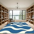 thumbnail image 2 of ODIKA 3'x5' Machine Washable Non-Slip Area Rug, Wave Trellis With Harmonious Curved Intersections High Traffic Rug with Pad, Navy, 892701, 2 of 8
