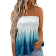 thumbnail image 2 of Womens Strapless Bandeau Tank Tops Tube Tops Floral Tanks Smocked Ruffled Backless Casual Bandeau Sleeveless Shirts, 2 of 5