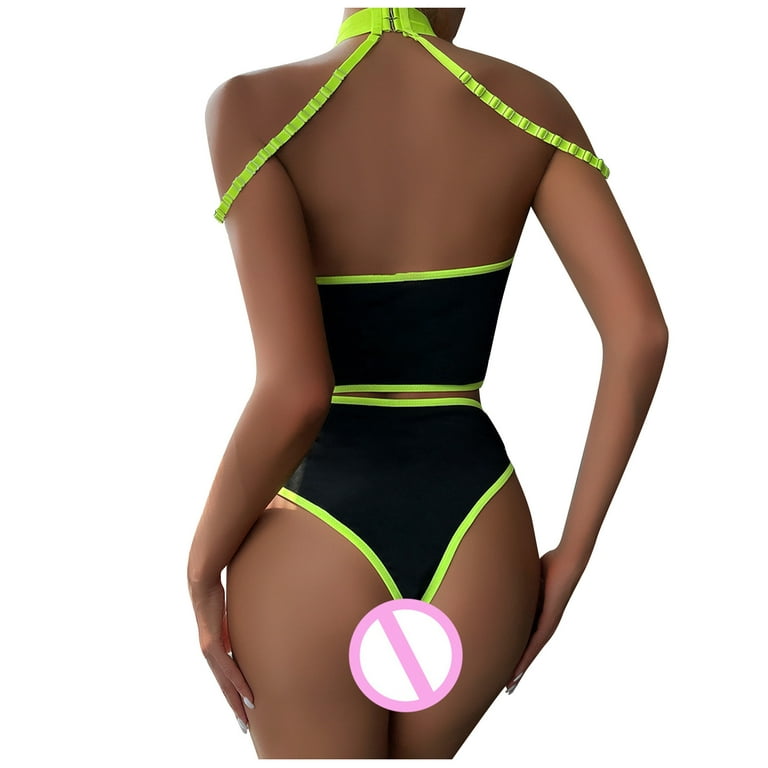 We Are We Wear Curve mesh sheer high waist thong in green - MGREEN