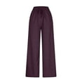 thumbnail image 6 of ZHYou Womens Drawstring Wide Leg Jeans Elastic High Waisted Baggy Pull On Casual Trousers,Wine,Size M, 6 of 9