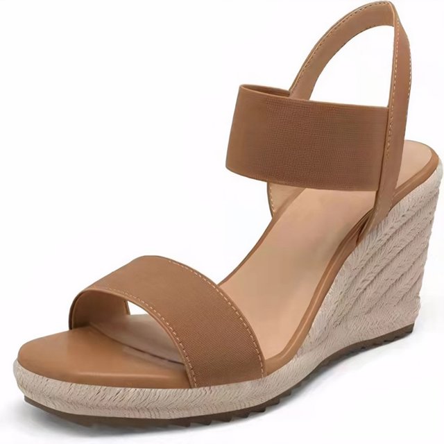 Sandalias de cuña para mujer sandalias elásticas con correa para el tobillo cómodas para la playa de verano