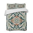 thumbnail image 2 of Teal Green Boho Boho Queen Size Down Alternative Comforter, Lightweight Comforter Quilt Bedding Set with Pillow Shams Abstract Medieval Vintage Floral All Seasons Bed Comforter Duvet Insert 90"x96", 2 of 7