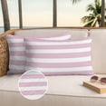 thumbnail image 3 of Pink Stripe Outdoor Pillow Covers 20x12 Set of 2,Waterproof Patio Throw Pillowcase Protectors,Modern Simple Geometric White Striped Lumbar Decorative Pillow Shams Cushion Covers for Seat Bed Couch, 3 of 8