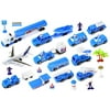 Deluxe Aircraft Airport 26 Piece Childrens Toy Mini Vehicle Playset w/ Variety of Vehicles, Accessories