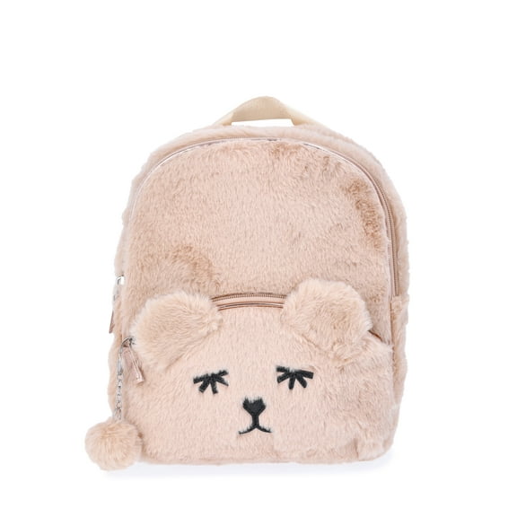 Wonder Nation Girls Faux Fur Bear Mini Backpack, Ivory
