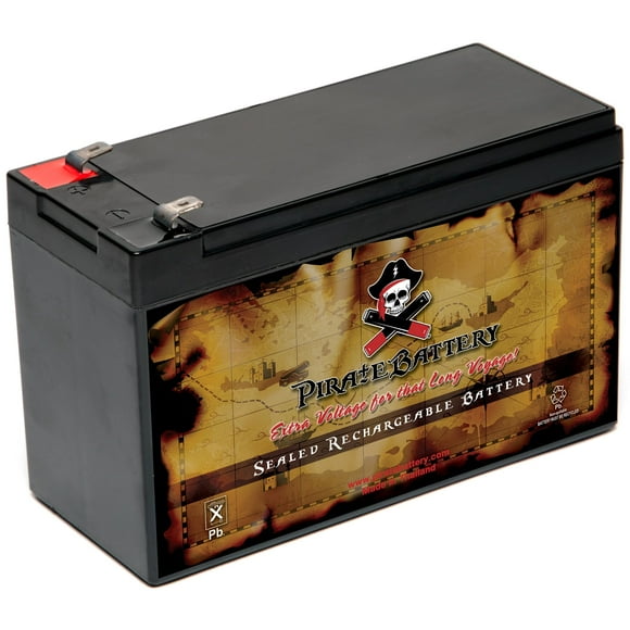 Pirate Battery Batterie 12V 8.5AH Sans Entretien pour Systèmes d'Alarme, Scooters, Jouets, Lumières d'Urgence, et Plus - Pelle (F2) Terminal