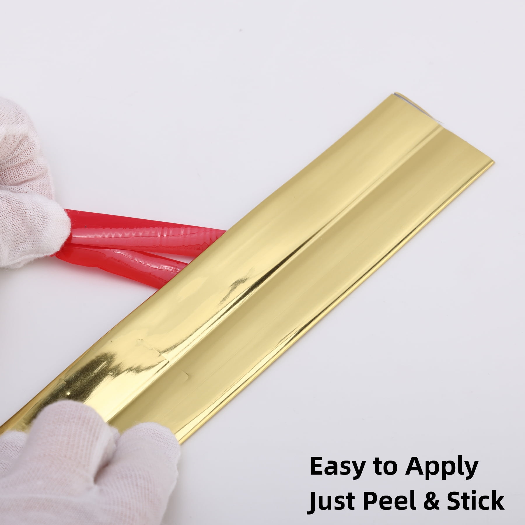Multifunctional Wall Molding Trim & Corner Guards & Caulk Strip, Apply in Table Edge Door Frame Baseboard for Protection and Decoration, Shiny Gold, 16.4ft x 1.6in