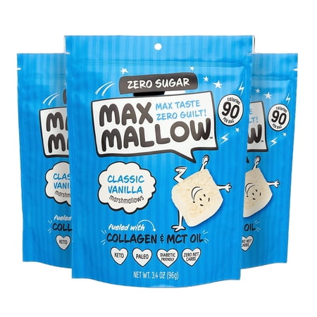 Know Brainer Classic Vanilla Marshmallows, Zero Sugar, Keto, 3 Pack (10.2oz)