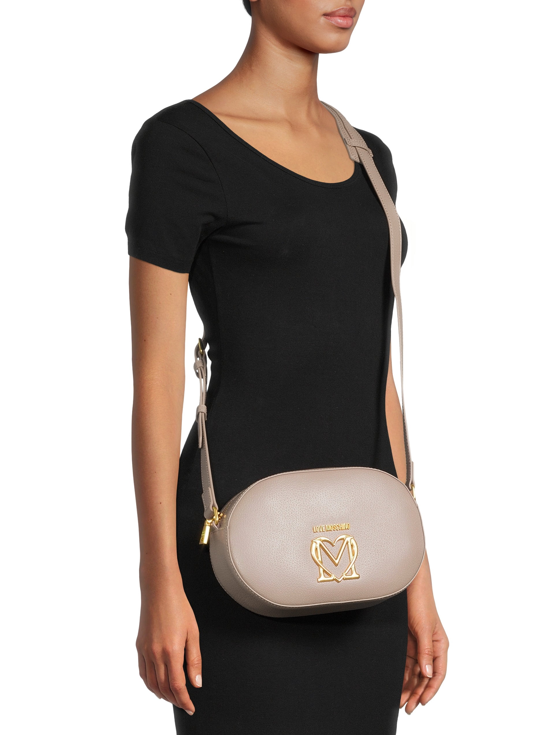 Love Moschino Women's Gray Oval Camera Bag with Scarf