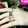 thumbnail image 4 of 3 Tone Gold Plated Stackable Skinny CZ Women Engagement Ring Set Fashion Jewelry, 4 of 9
