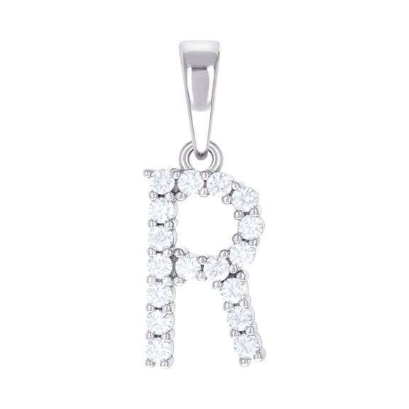 925 Sterling Silver Unisex 0.54ct Moissanite Letter Name Personalized Monogram Initial R Alphabet Charm Pendant Necklace