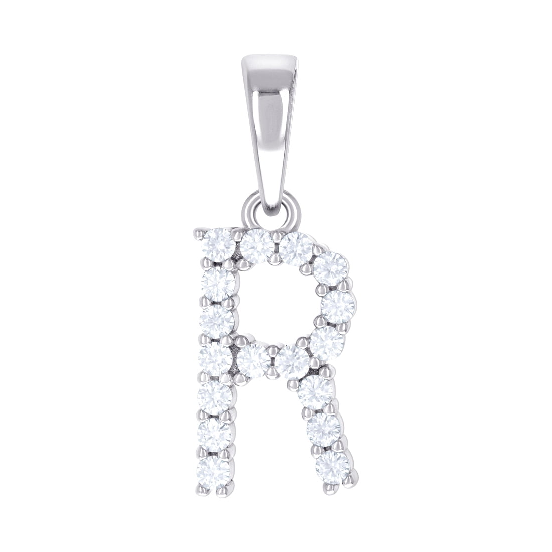 925 Sterling Silver Unisex 0.54ct Moissanite Letter Name Personalized Monogram Initial R Alphabet Charm Pendant Necklace