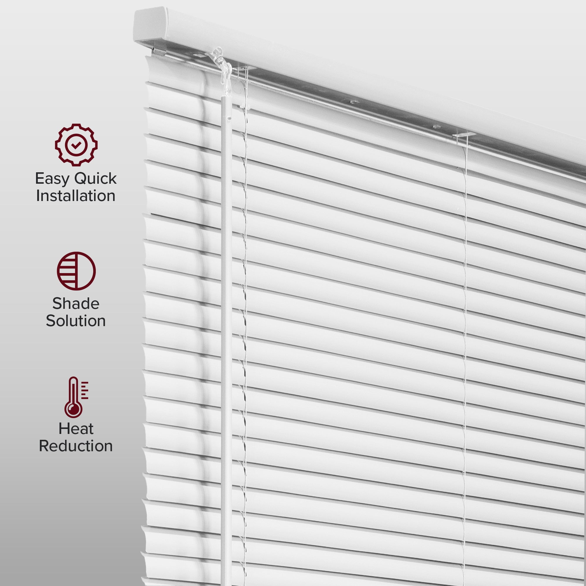 Chicology 46"w X 48"h Cordless White Vinyl Mini Blinds 1" Slats Room Darkening Child Safe Easy Install