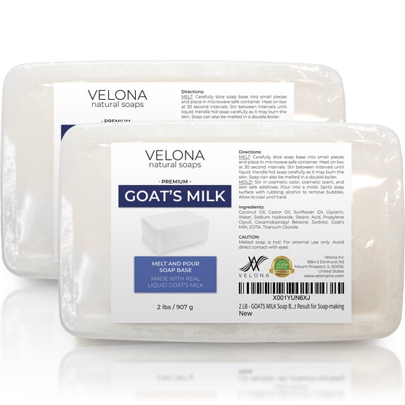 Velona Goats Milk Soap Base - 4 lb | SLS/SLES Free | Melt and Pour | Natural Bars for The Best Result for Soap-Making