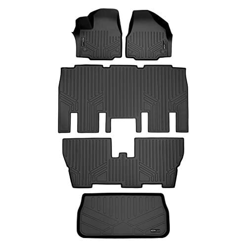MAXFLOORMAT Floor Mats (3 Row Set) and MAXTRAY Cargo Liner Behind Third Row for Chrysler Pacifica (2017) (Black)