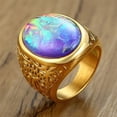 thumbnail image 6 of Mens Stainless Steel Opal Ring Jewelry Gift for Him Fashion Statement Band Ring Modern Design Durable Everyday Wear, 6 of 6