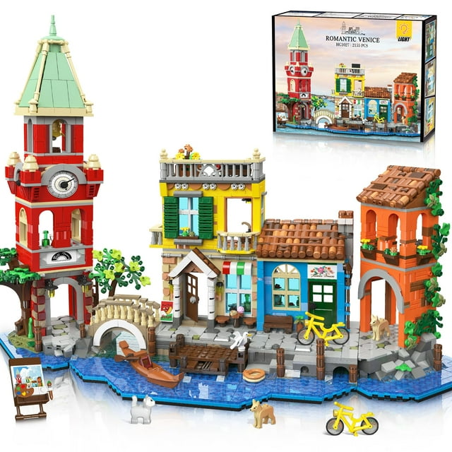 Set de construcción PLAXSOON Venice Main Street 215 piezas con luz para mayores de 12