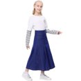 thumbnail image 4 of Girls Casual Denim Skirt Midi Pleated Buttons A-Line Over-Knee with Pocket 3-12Years, 4 of 5