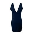 thumbnail image 4 of Bigersell Long Tank Dress Womens Fashion Slim Summer Solid Color V-Neck Zipper Sleeveless Party Dress Regular A-Line Dress Style 10033, Female Ankle-Length Dresses Black S, 4 of 5
