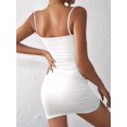 thumbnail image 4 of Jaimenalin Women'S Sleeveless Ruched Spaghetti Strap Bodycon Mini Dress White L, 4 of 8