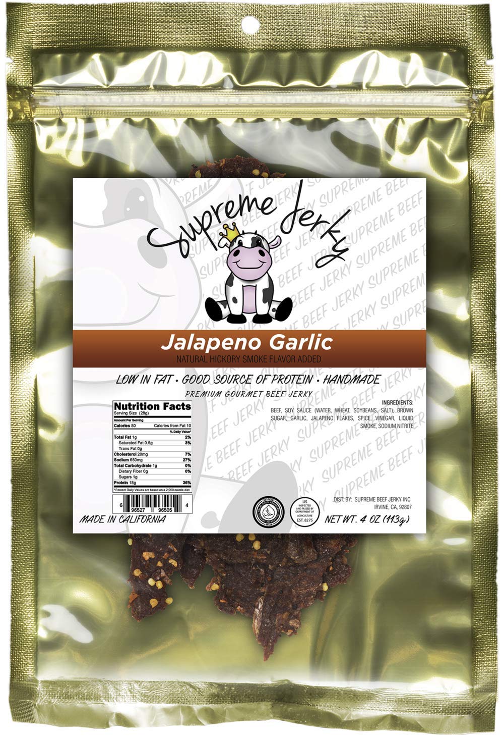 Supreme Beef Jerky Halal Beef Jerky 4 oz (Jalapeno) 4 pack
