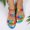 Multi-color, variant on HAOTAGS Women's Cute Flat Sandals Open Toe Rainbow Print Slip On Casual Summer Beach Shoes