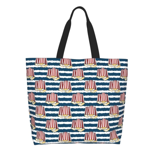 Balery Popcorn Bolsa Tote Estilo Estético con Cremalleras, Bolsa de Hombro, Bolsa de Compras Grande y Plegable