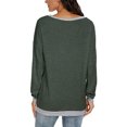 thumbnail image 3 of Top con cuello redondo, manga larga, diseño de empalme versátil, sudadera para mujer, Top para la vida diaria, fiesta, club, vacaciones, oficina, verde, XL, 3 of 6
