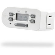 myTouchSmart Indoor Digital Plug-in Timer, 1 Outlet Polarized, 4 Programmable On/Off Buttons, Space Saving Bar Design,