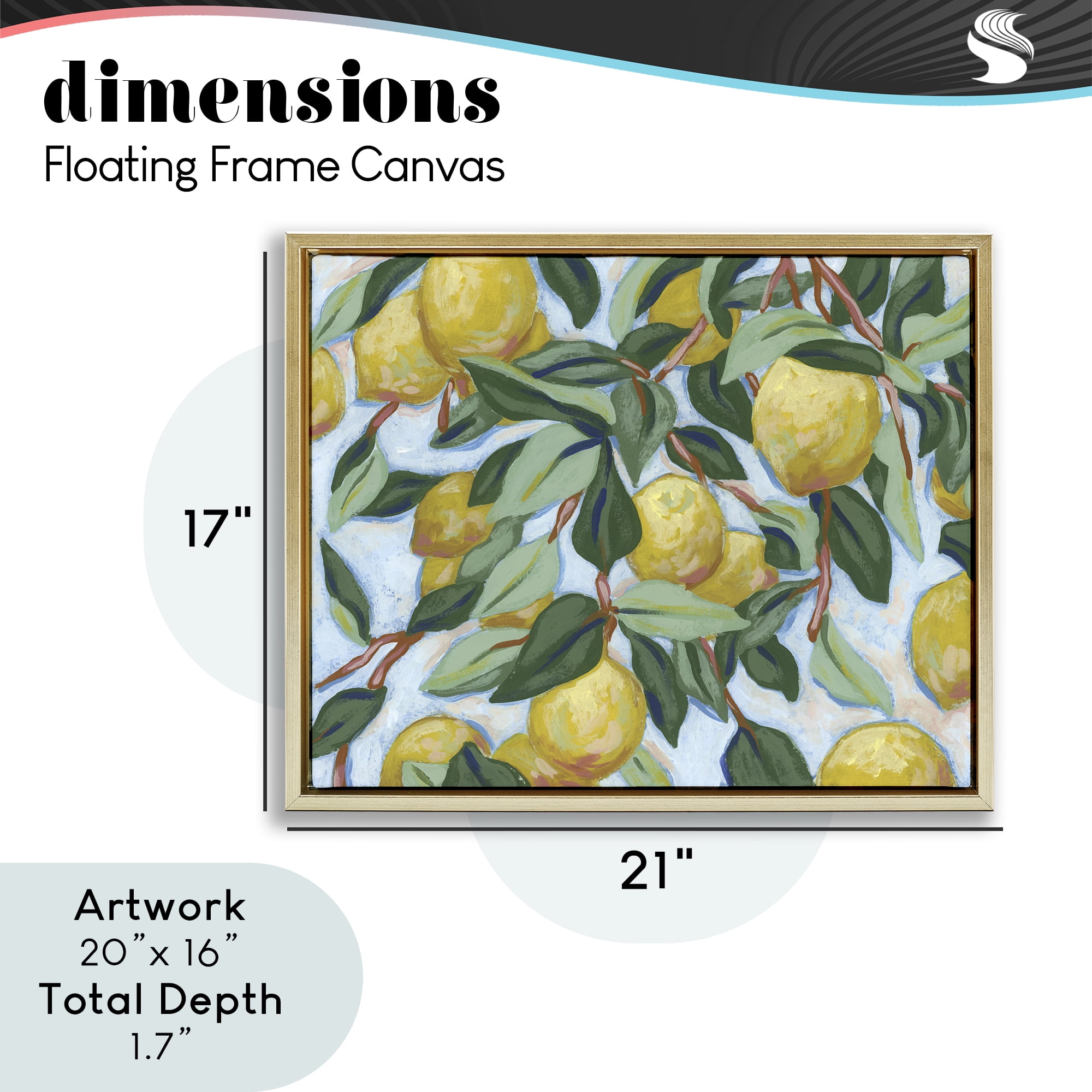 Stupell Industries Summer Citrus Tree Gold Framed Floater Canvas Wall Art, design by June Erica Vess