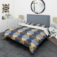 thumbnail image 3 of Designart 'Retro Luxury Waves In Gold And Blue II' Mid-Century Modern Duvet Cover Set, 3 of 4