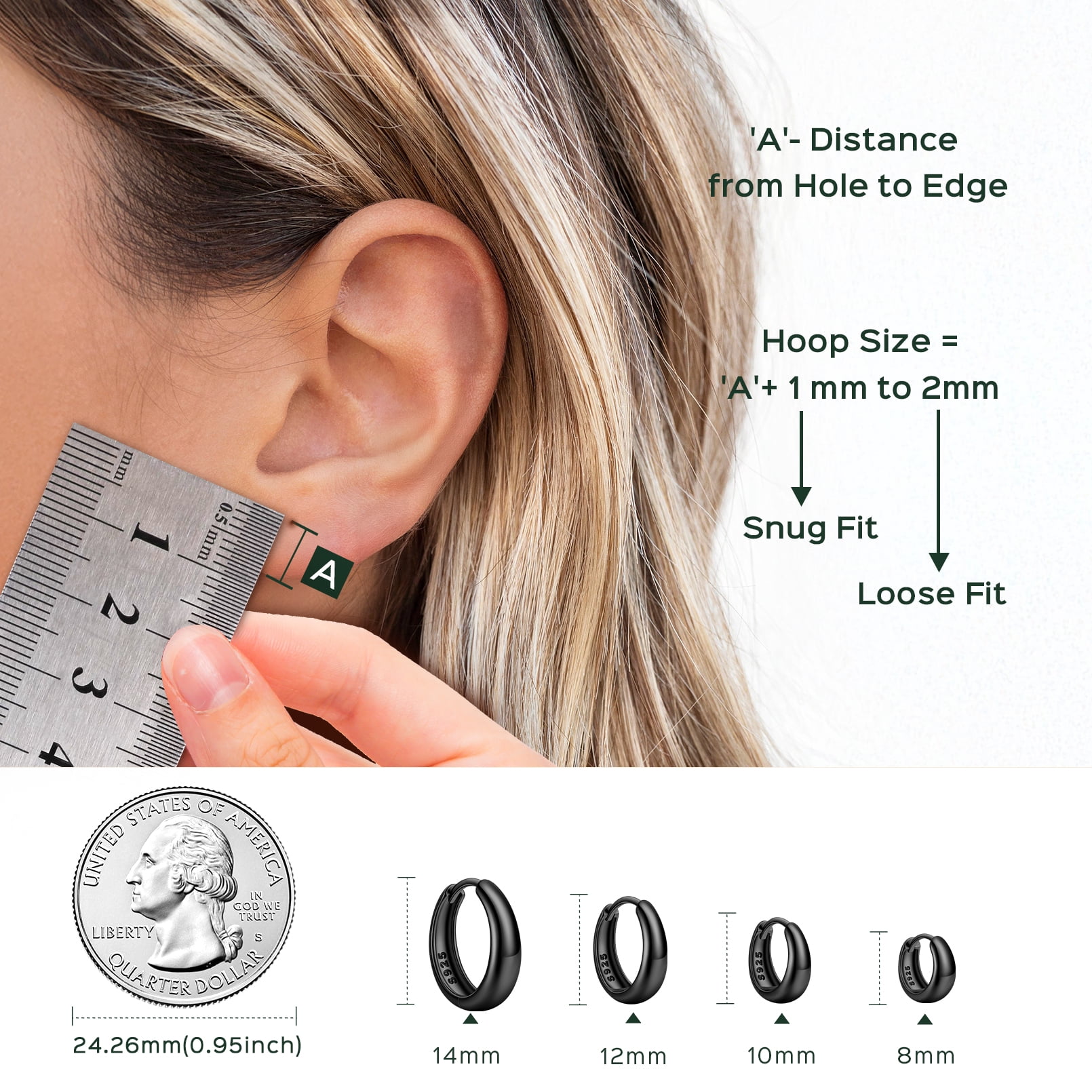 ChicSilver Solid 925 Sterling Silver Hoop Earrings for Women Chunky Earring Solid Silver Hypoallergenic Small Huggie Hoops Lightweight Tiny Thick Trendy Hoop Earrings