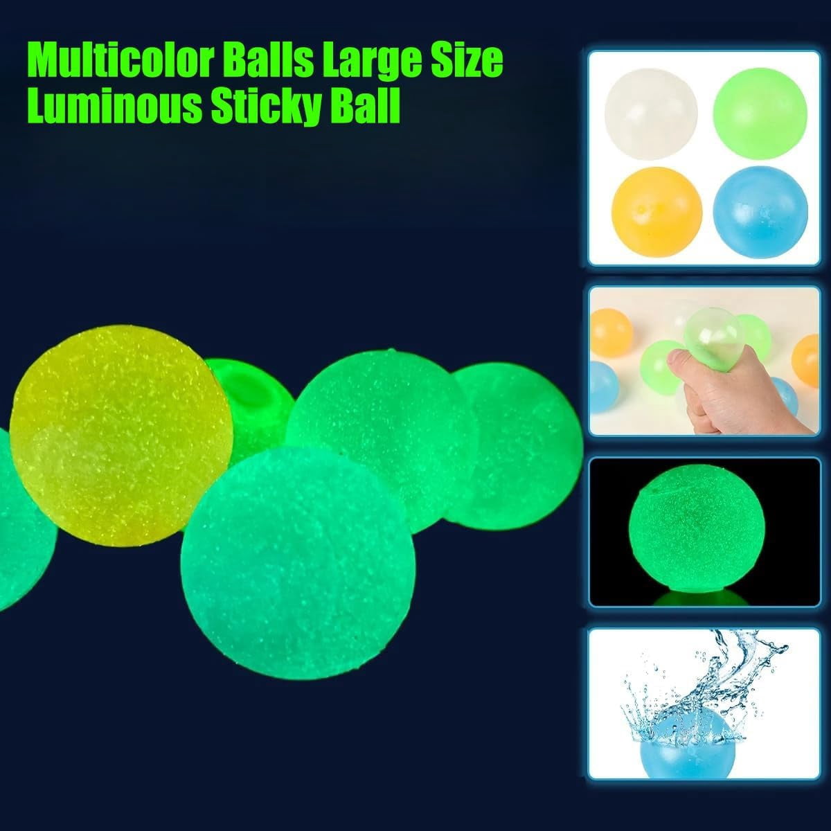 Sticky Balls for Ceiling & Wall, Glow in The Dark Sticky Stress Balls (8 PCS)