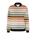 thumbnail image 4 of VINUSLI Bomber Jackets Women Spring Stripes Jackets for Women,2024 Full Zip Bomber Jacket Lightweight Fall Winter Coats Long Sleeve Oversized Windbreaker Brown,M, 4 of 5